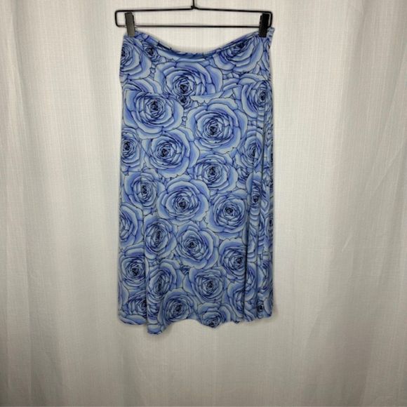 Lularoe Blue‎ Floral Pull On Skirt - Picture 2 of 3